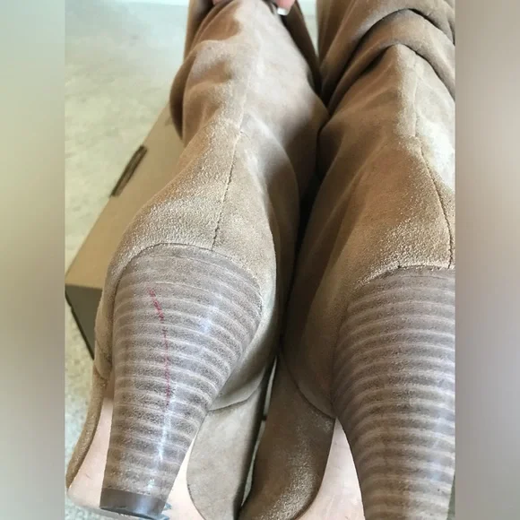 Antonio Melanie Sapphira Beige Suede Slouch Knee High Tall Boot W9 - Picture 12 of 16